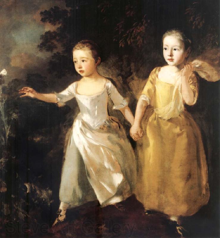 Thomas Gainsborough The Painter-s Daughters chasing a Butterfly Norge oil painting art